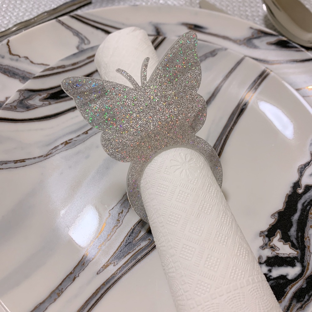 Lucite Butterfly Napkin Rings (Set of 4)